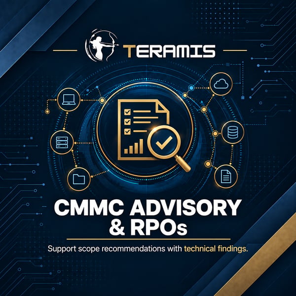 Teramis CMMC advisory graphic showing verified CUI findings supporting evidence-based scoping recommendations.